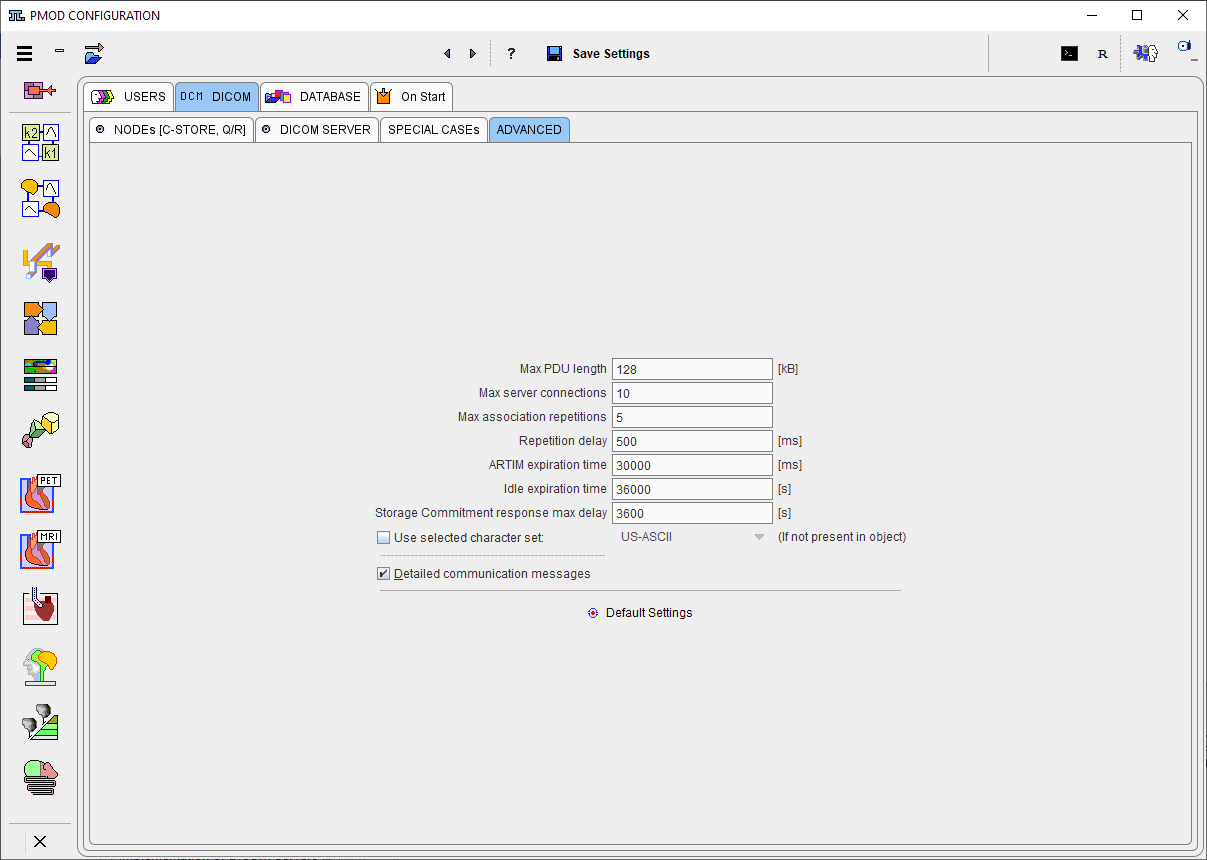 Advanced DICOM Settings