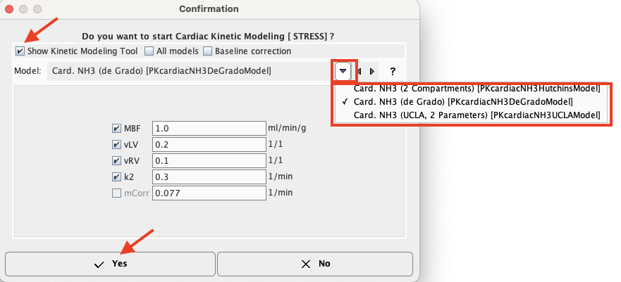 PCARD Kinetic Modeling Starting Dialog