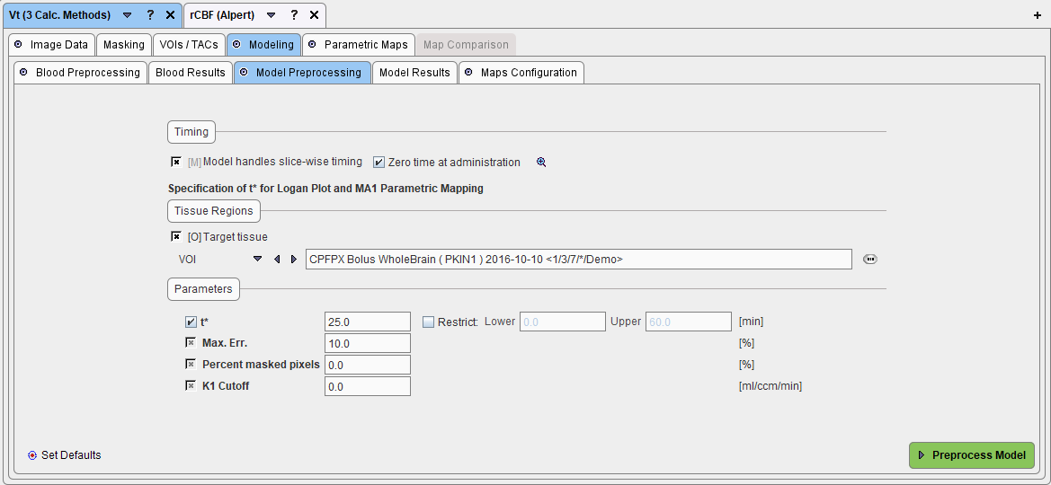 PXMOD Model Preprocessing Logan